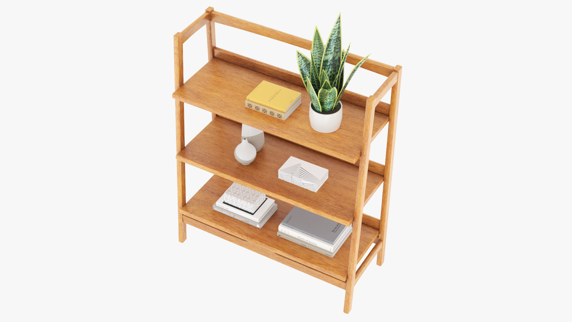 Mid-Century Bookshelf Low-poly 3D model_4
