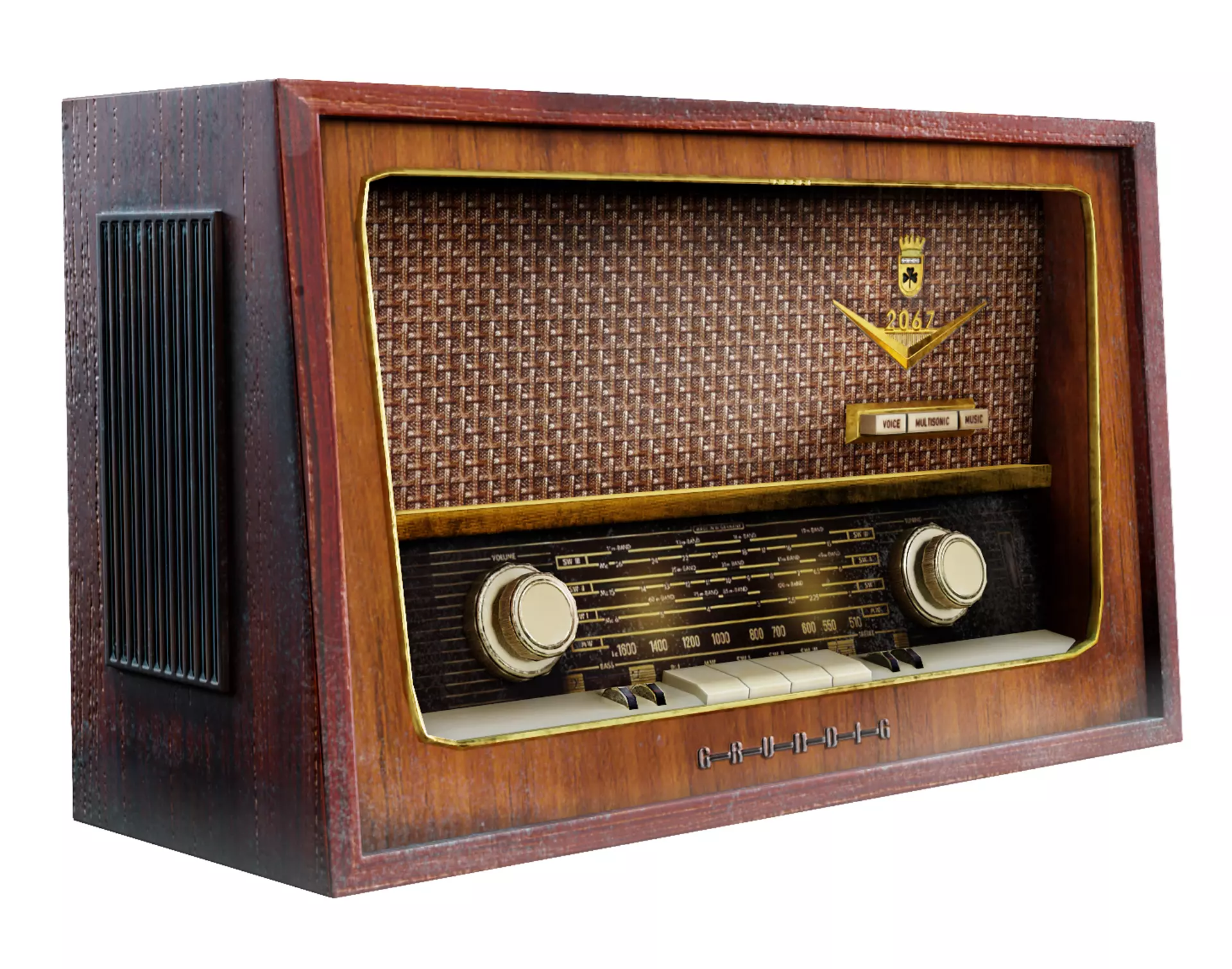 Vintage used grundig radiogram radiola Game ready PBR al5 Low-poly 3D model
