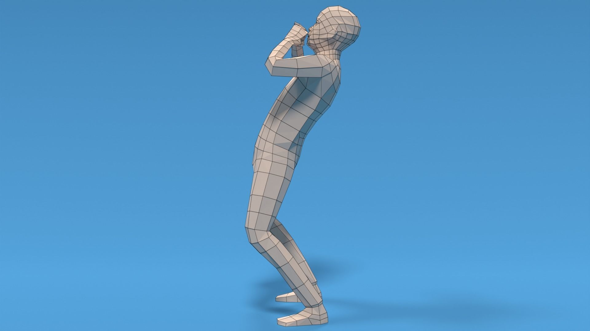 Low Poly Kid Yelling Low-poly 3D model_10