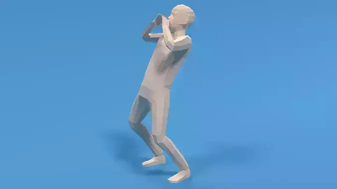 Low Poly Kid Yelling Low-poly 3D model
