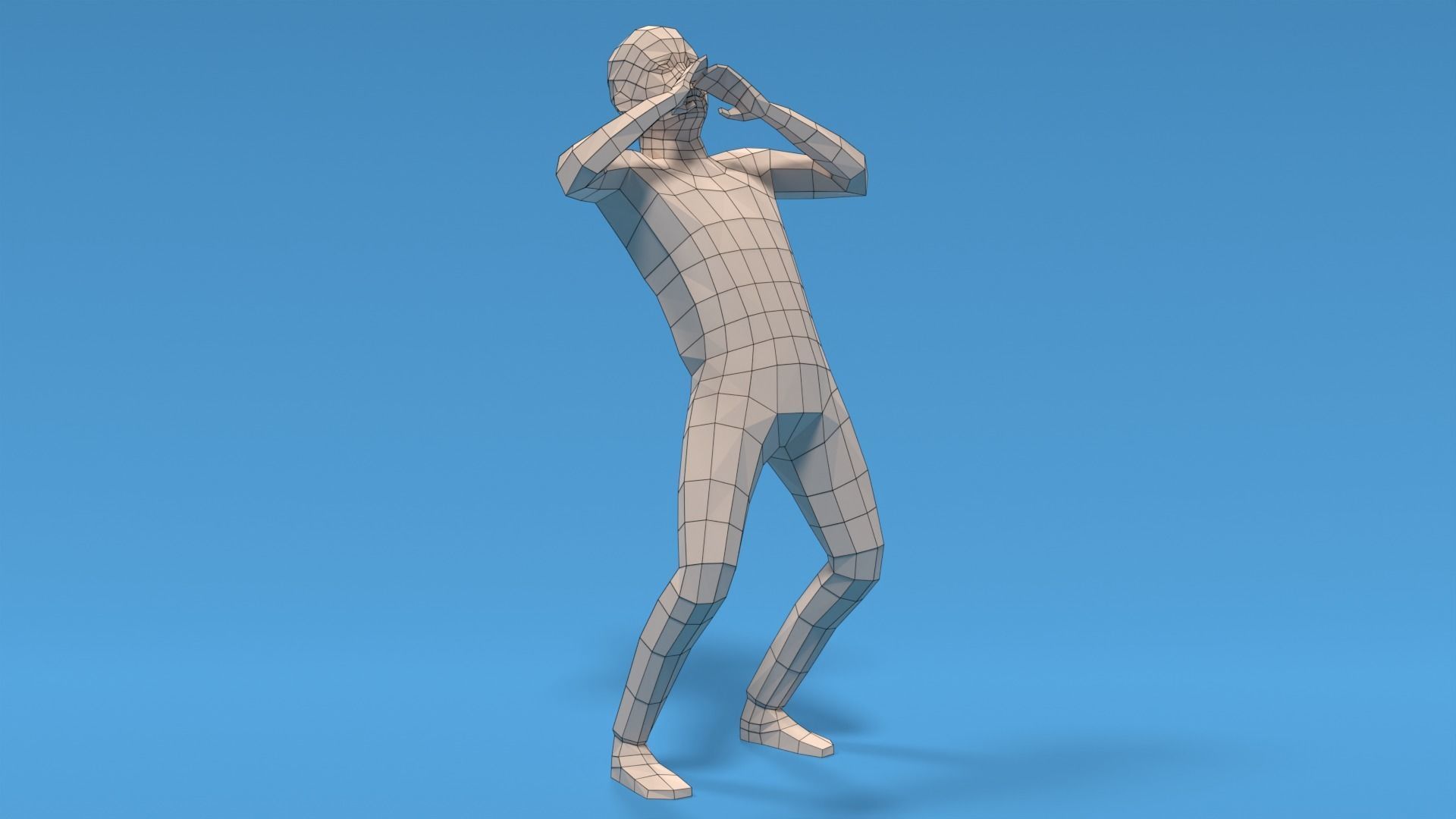 Low Poly Kid Yelling Low-poly 3D model_15