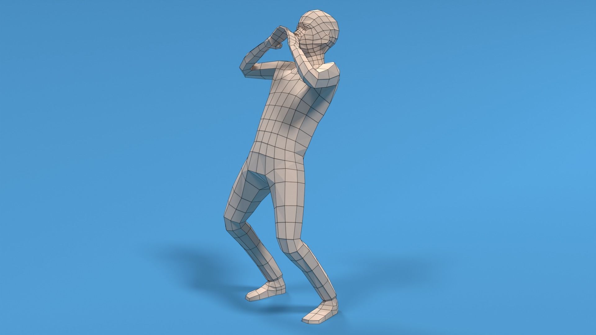 Low Poly Kid Yelling Low-poly 3D model_9