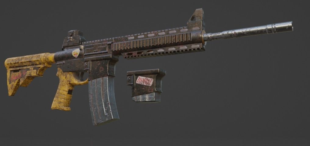 Low poly AR-15 military Gun  Low-poly 3D model_3