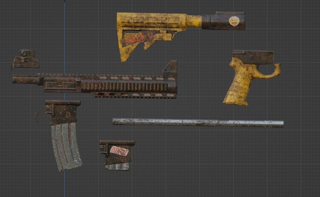 Low poly AR-15 military Gun  Low-poly 3D model_10