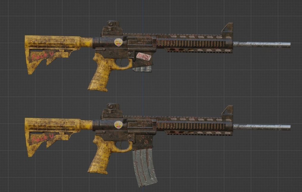 Low poly AR-15 military Gun  Low-poly 3D model_7