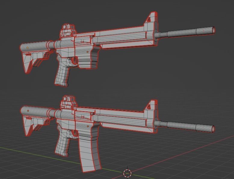 Low poly AR-15 military Gun  Low-poly 3D model_9