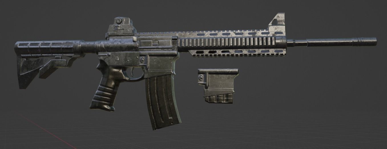 Low poly AR-15 military Gun  Low-poly 3D model_4