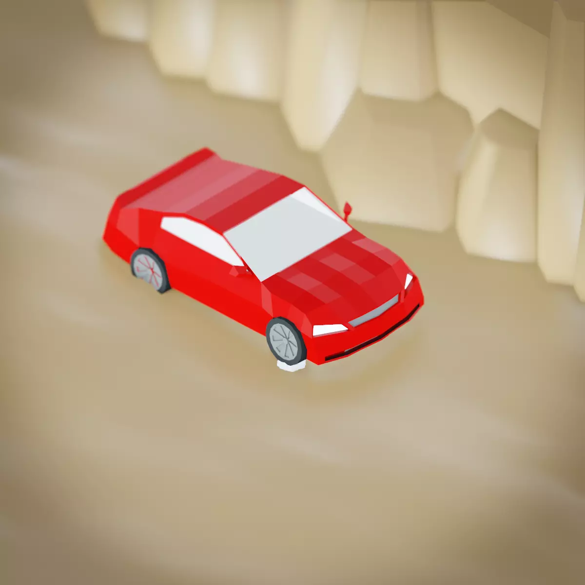 Lowpoly car with looping animation 3D model_0