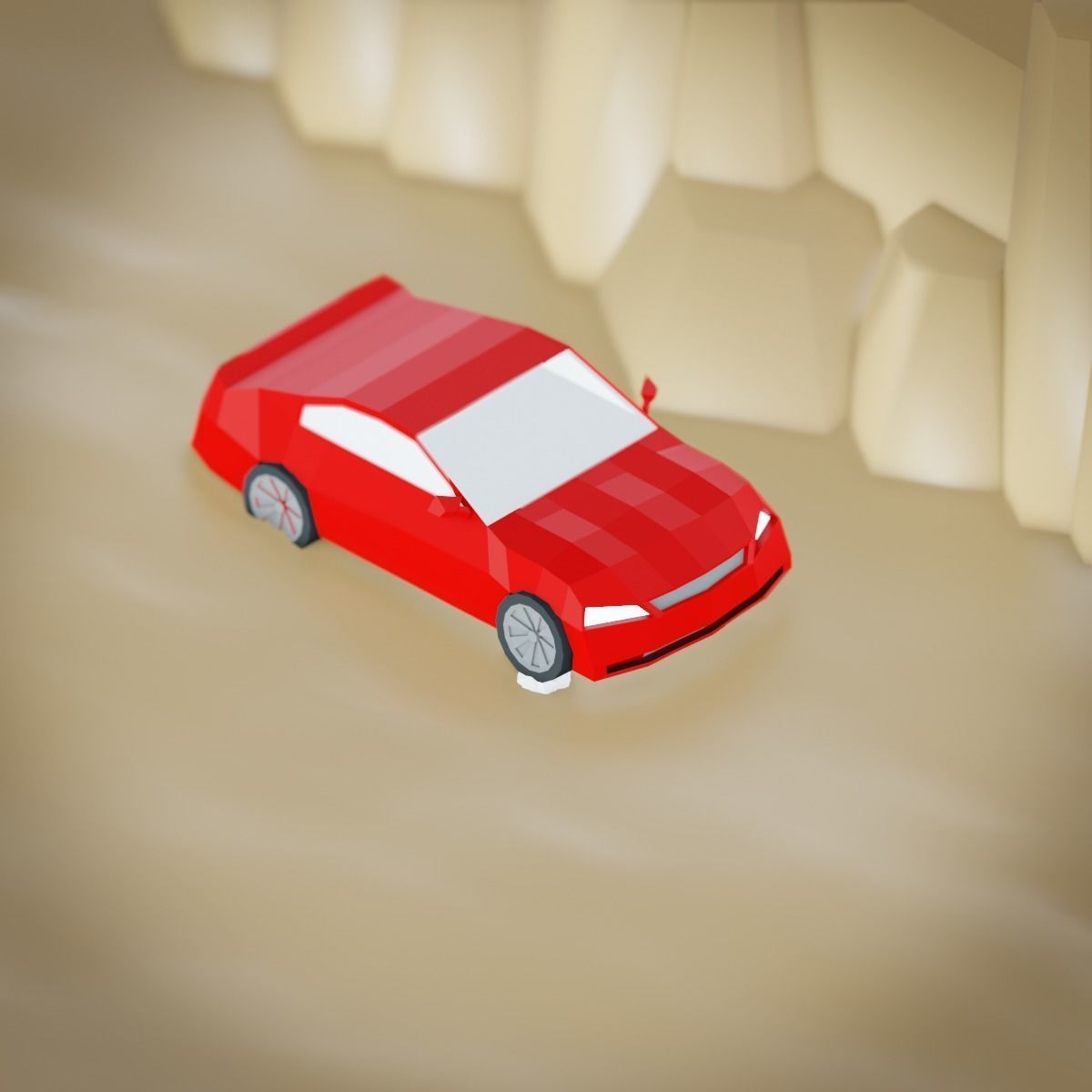 Lowpoly car with looping animation 3D model_1