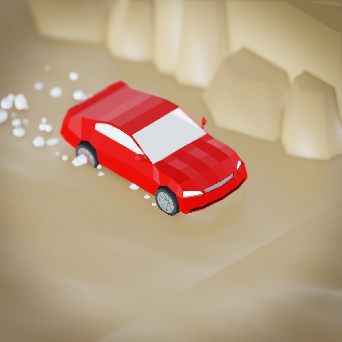 Lowpoly car with looping animation 3D model_3