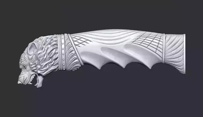 Wolf Head Knife Handle 3D print model