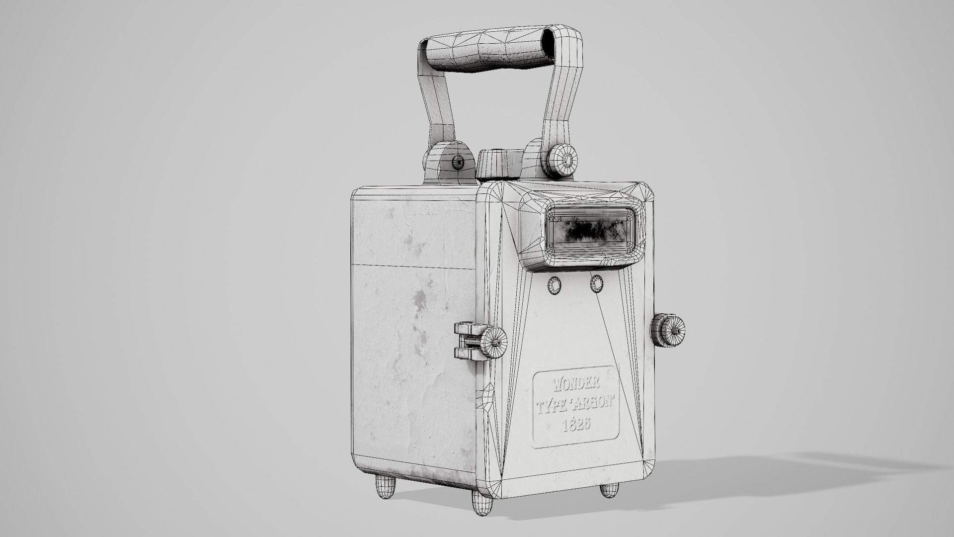 Old retro dirty damaged wonder lamp flashlight da1 Low-poly 3D model_11