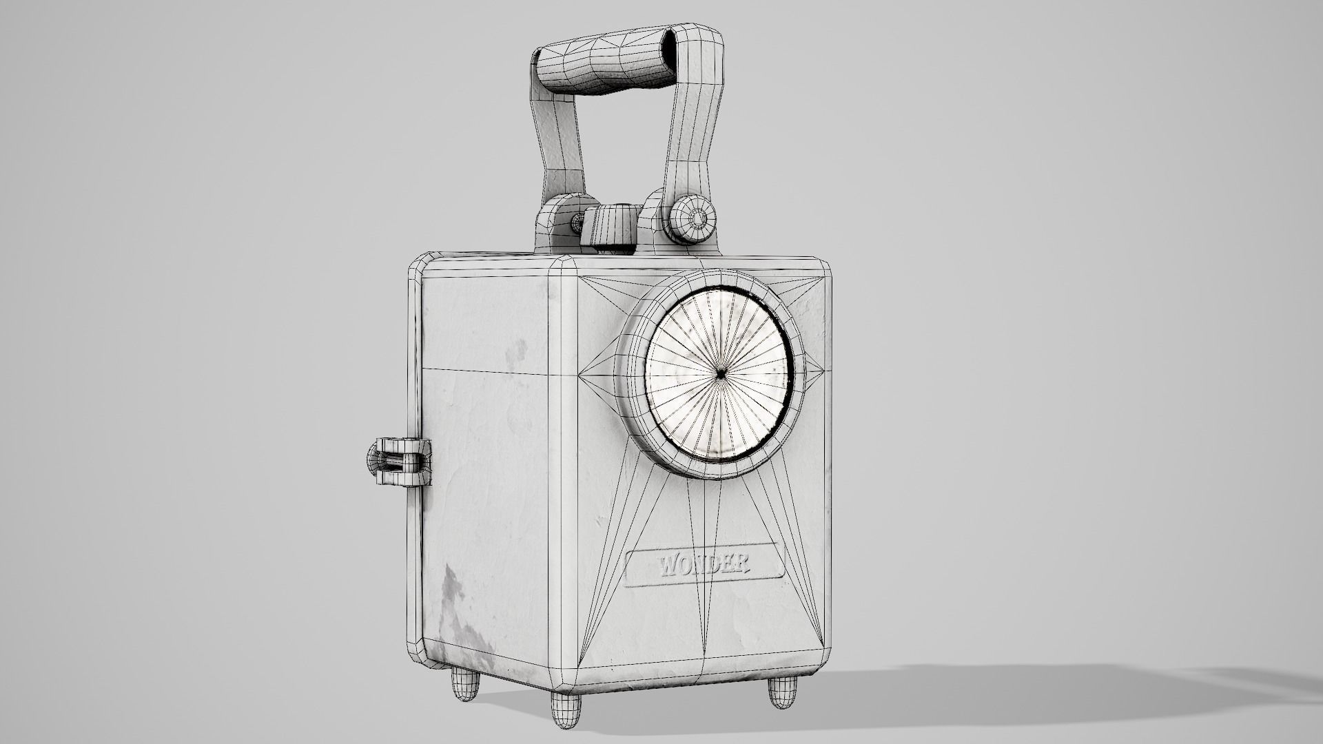 Old retro dirty damaged wonder lamp flashlight da1 Low-poly 3D model_13