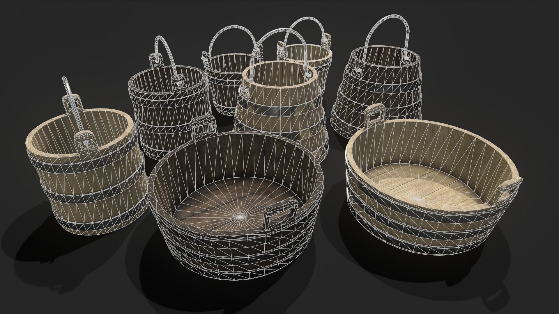 Bucket Pack Low poly 3D Models Low-poly 3D model_11