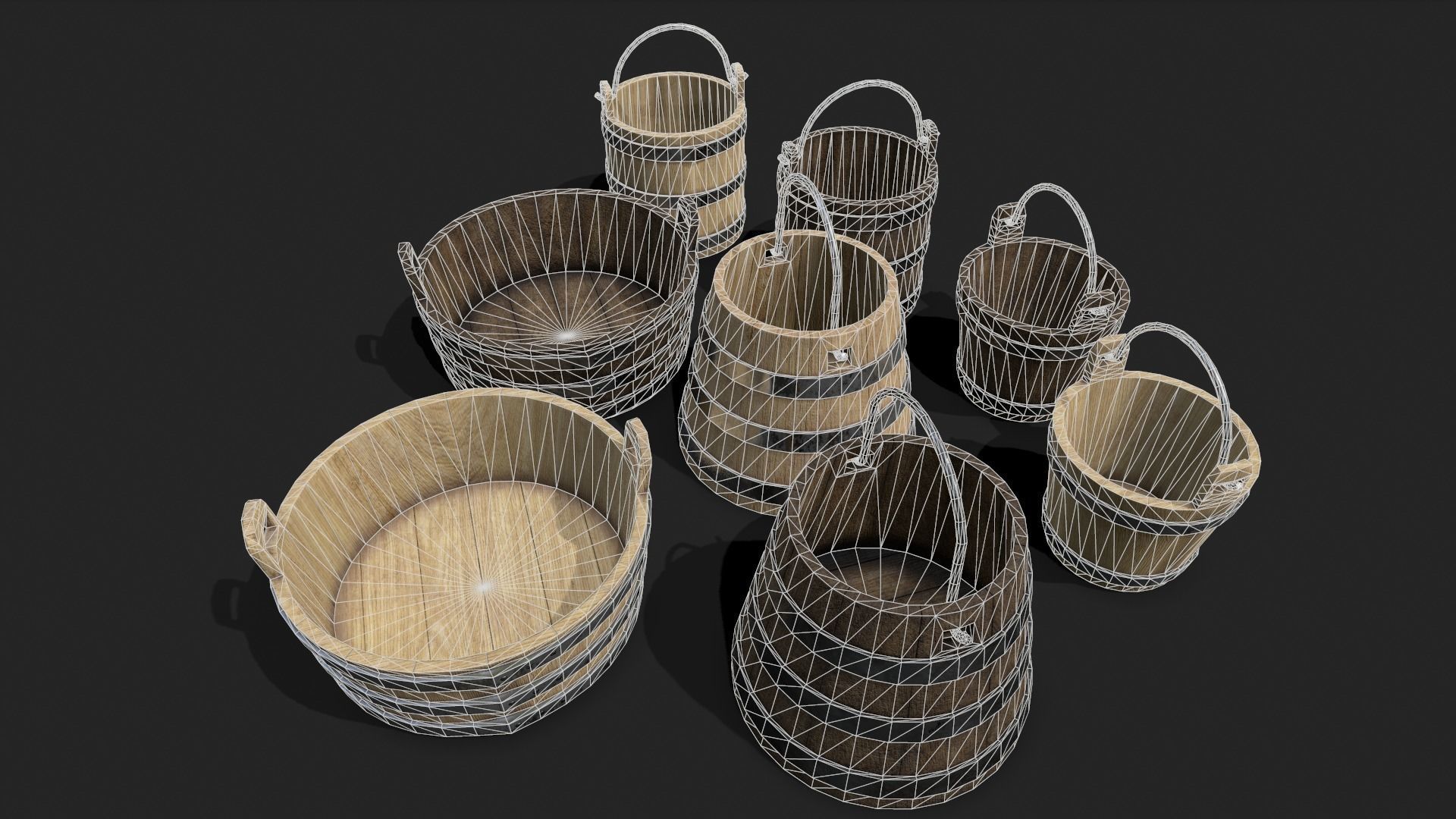 Bucket Pack Low poly 3D Models Low-poly 3D model_14