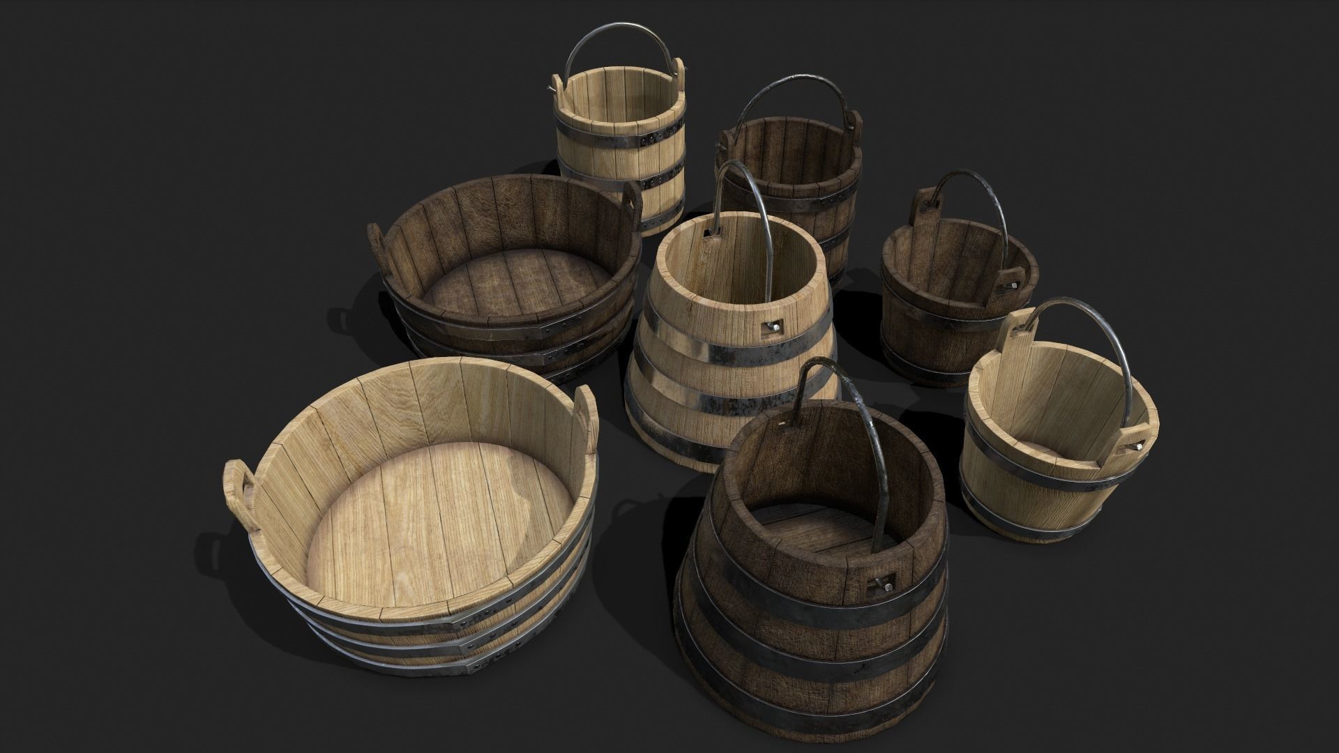 Bucket Pack Low poly 3D Models Low-poly 3D model_5