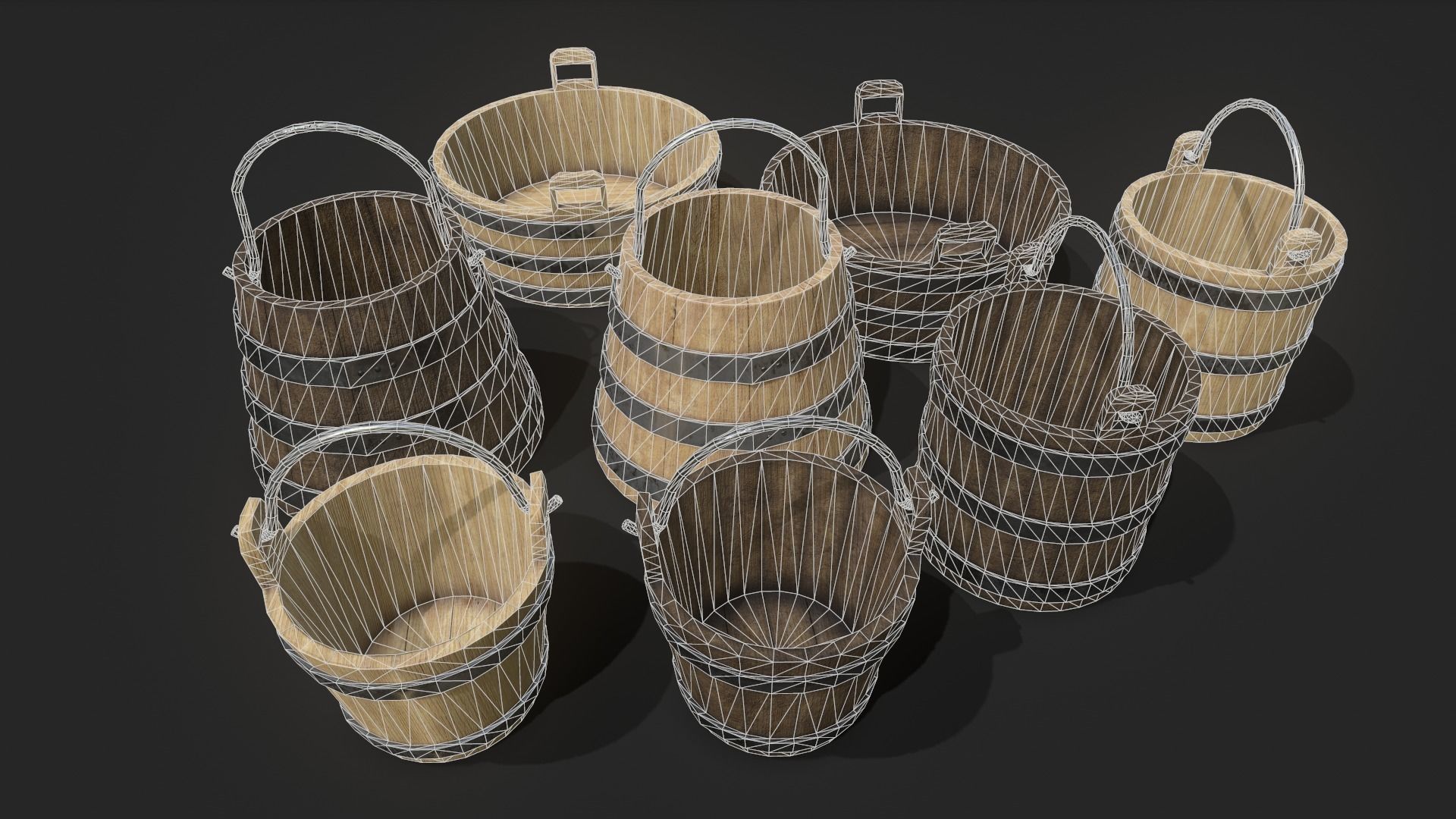 Bucket Pack Low poly 3D Models Low-poly 3D model_12