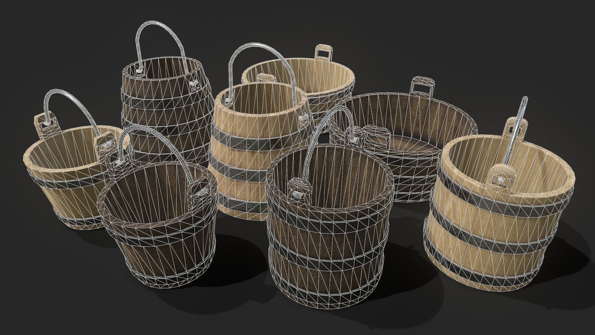 Bucket Pack Low poly 3D Models Low-poly 3D model_10