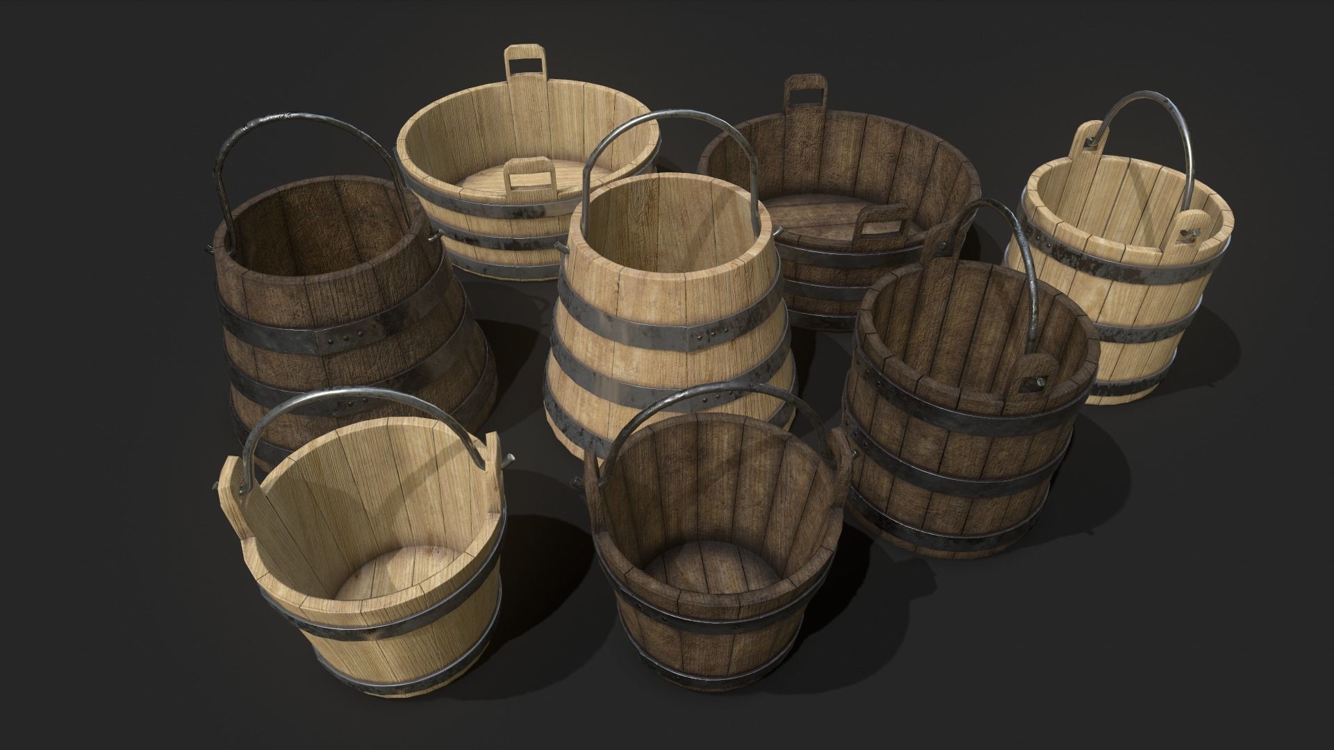 Bucket Pack Low poly 3D Models Low-poly 3D model_3