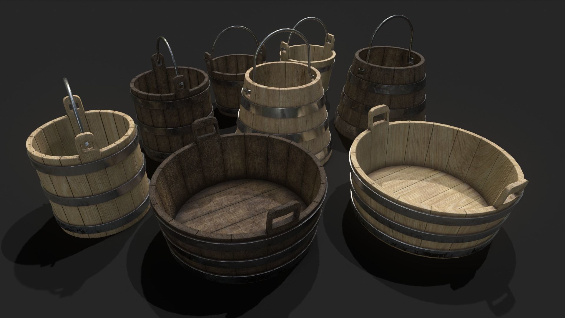Bucket Pack Low poly 3D Models Low-poly 3D model_2