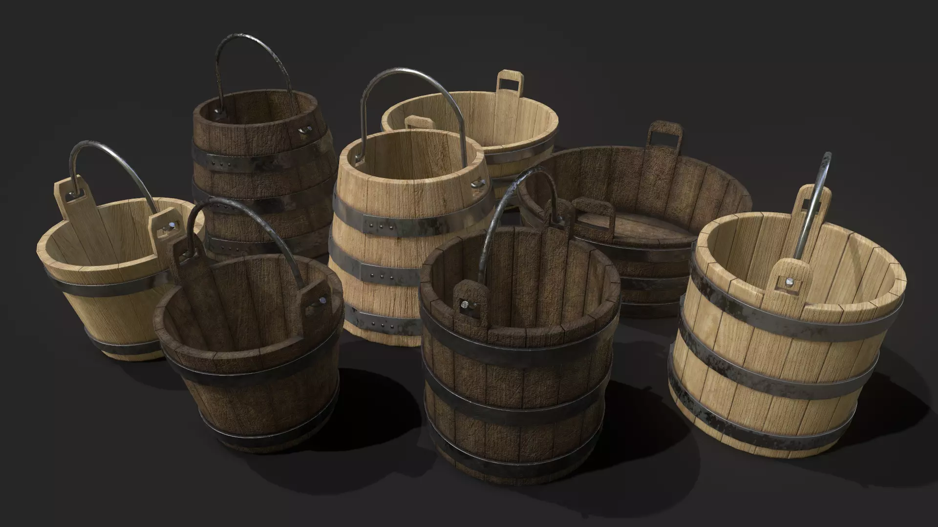 Bucket Pack Low poly 3D Models Low-poly 3D model_0