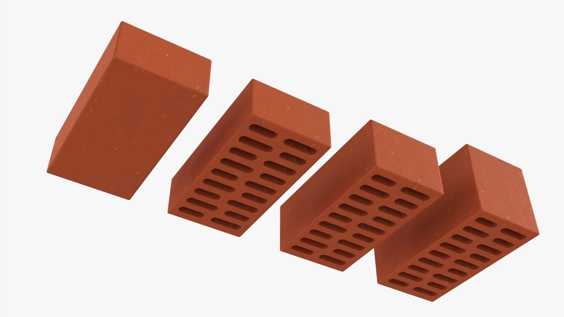 Clay bricks 4 types 3D model_3