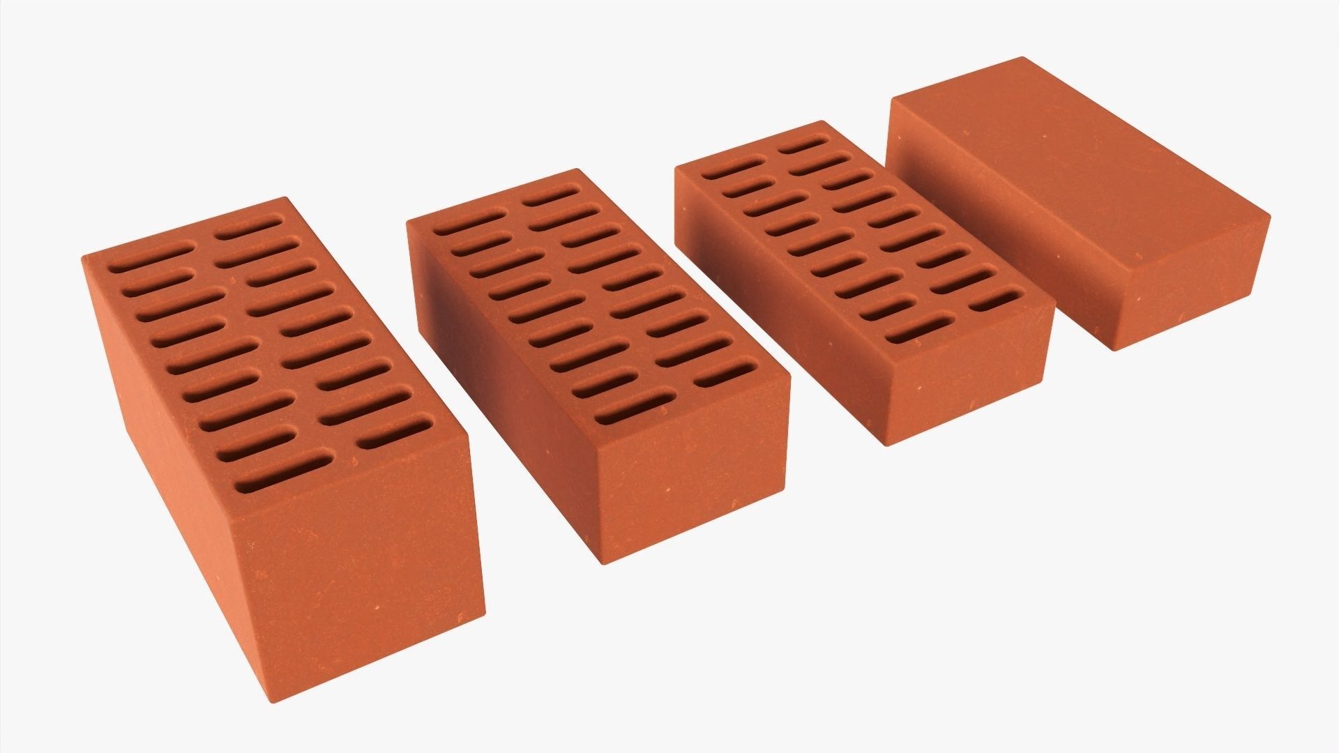 Clay bricks 4 types 3D model_2