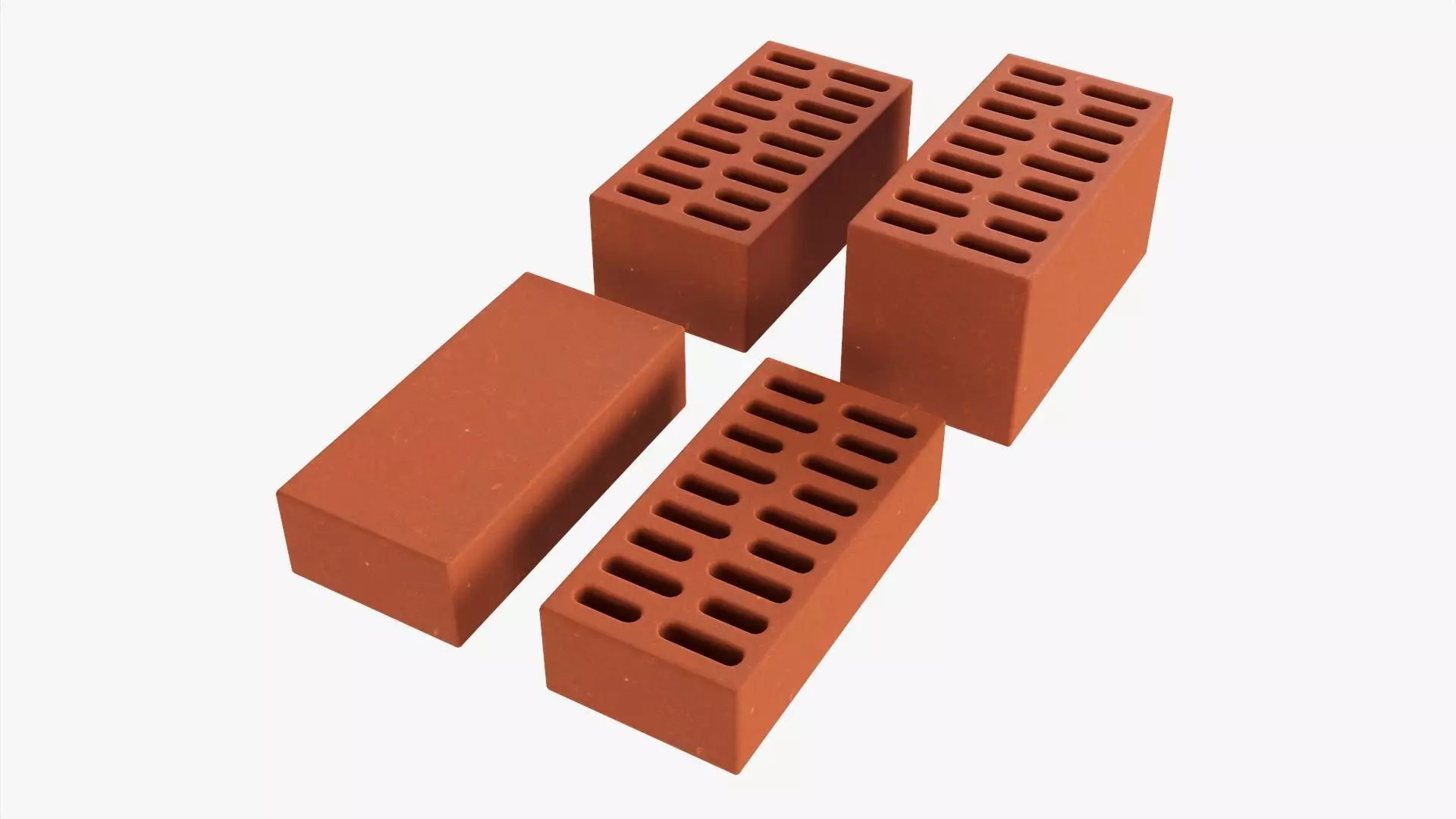 Clay bricks 4 types 3D model_0