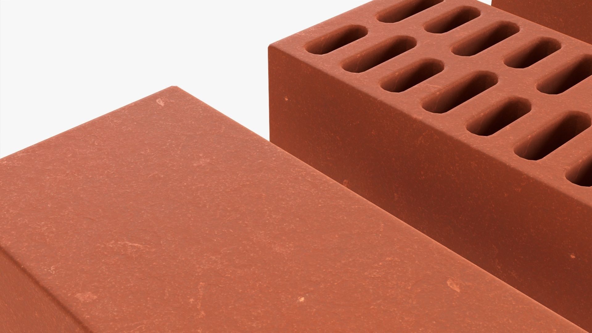 Clay bricks 4 types 3D model_5