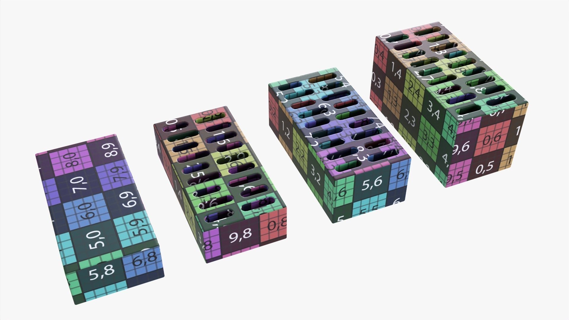 Clay bricks 4 types 3D model_7