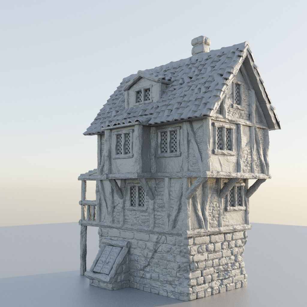 Shady Merchant House Tabletop Terrain 28 mm 3D print model_3