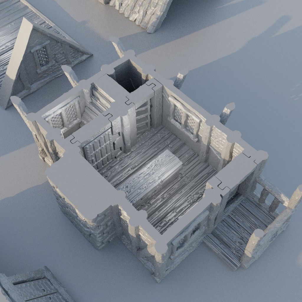 Shady Merchant House Tabletop Terrain 28 mm 3D print model_6