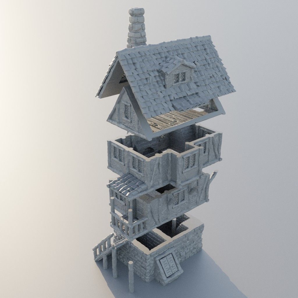 Shady Merchant House Tabletop Terrain 28 mm 3D print model_4