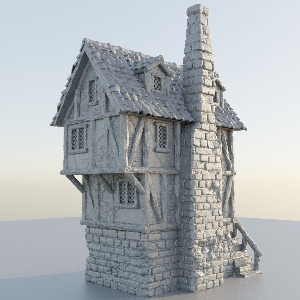 Shady Merchant House Tabletop Terrain 28 mm 3D print model_2