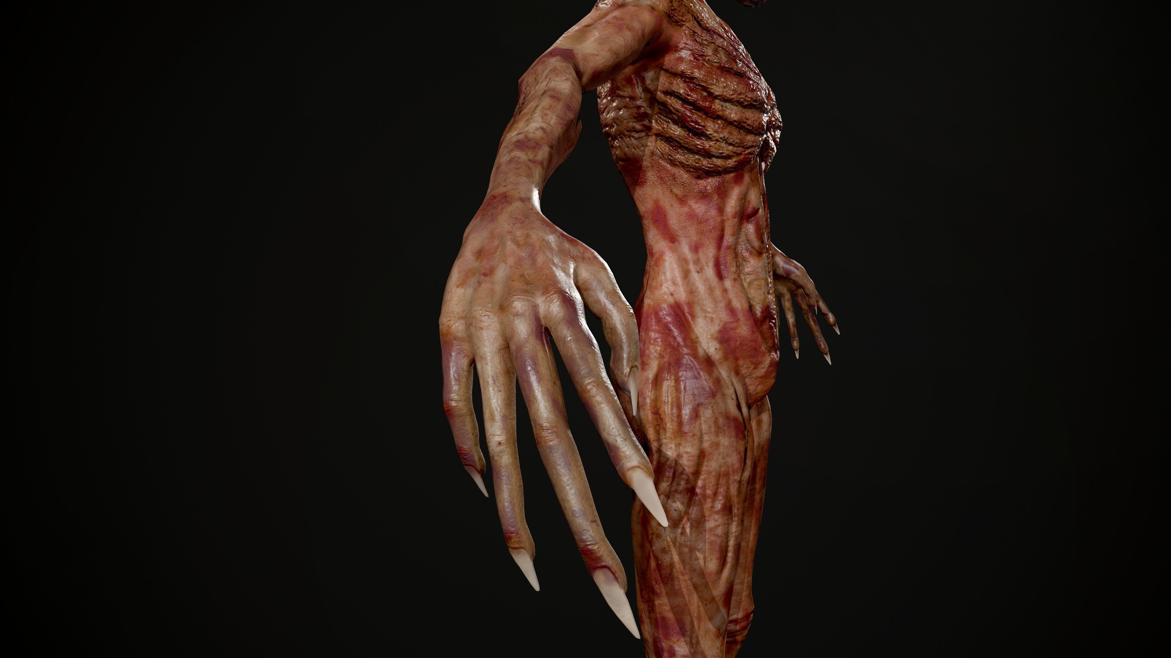 Ghoul zombie skeleton Low-poly 3D model_10