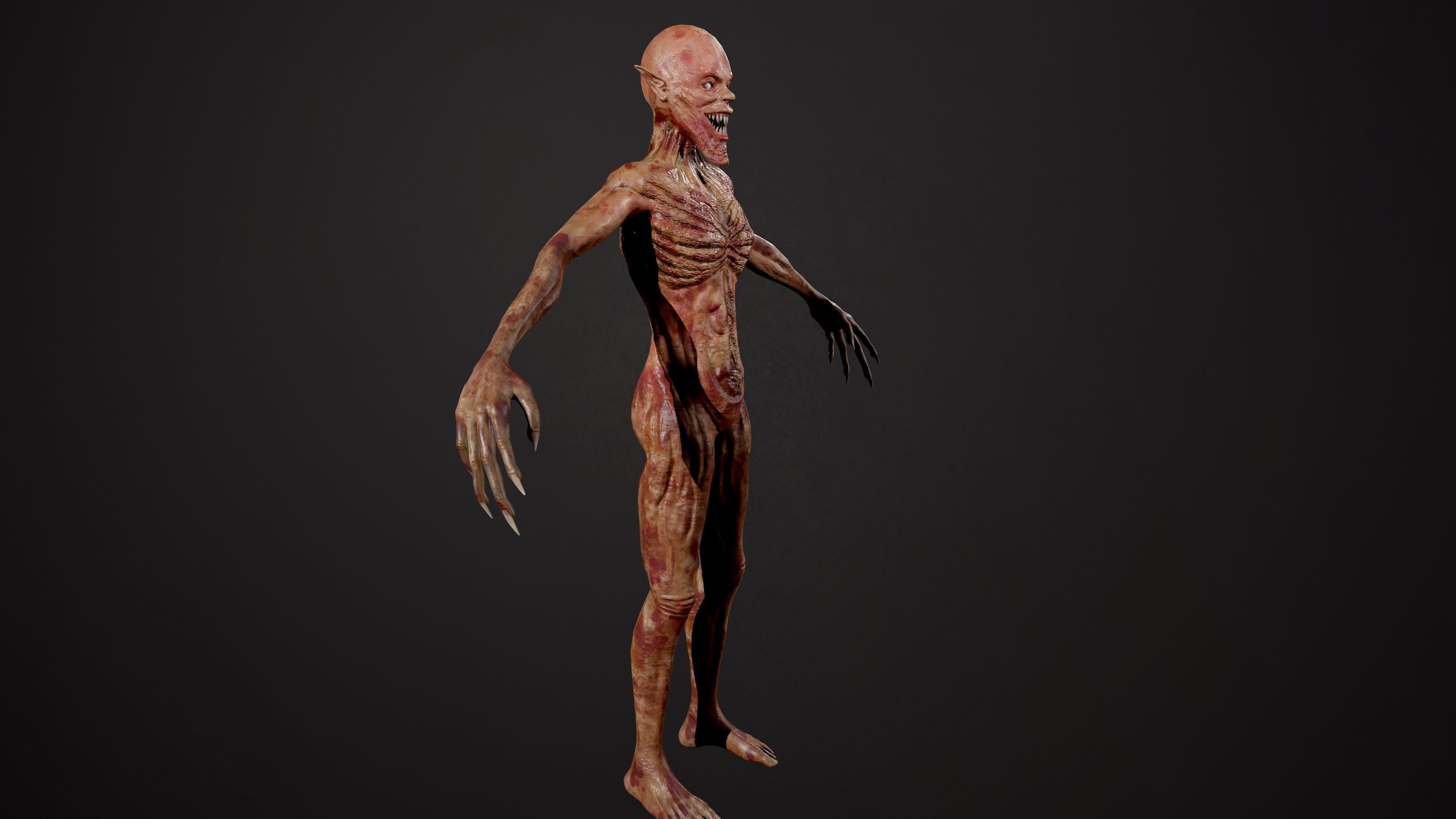 Ghoul zombie skeleton Low-poly 3D model_8