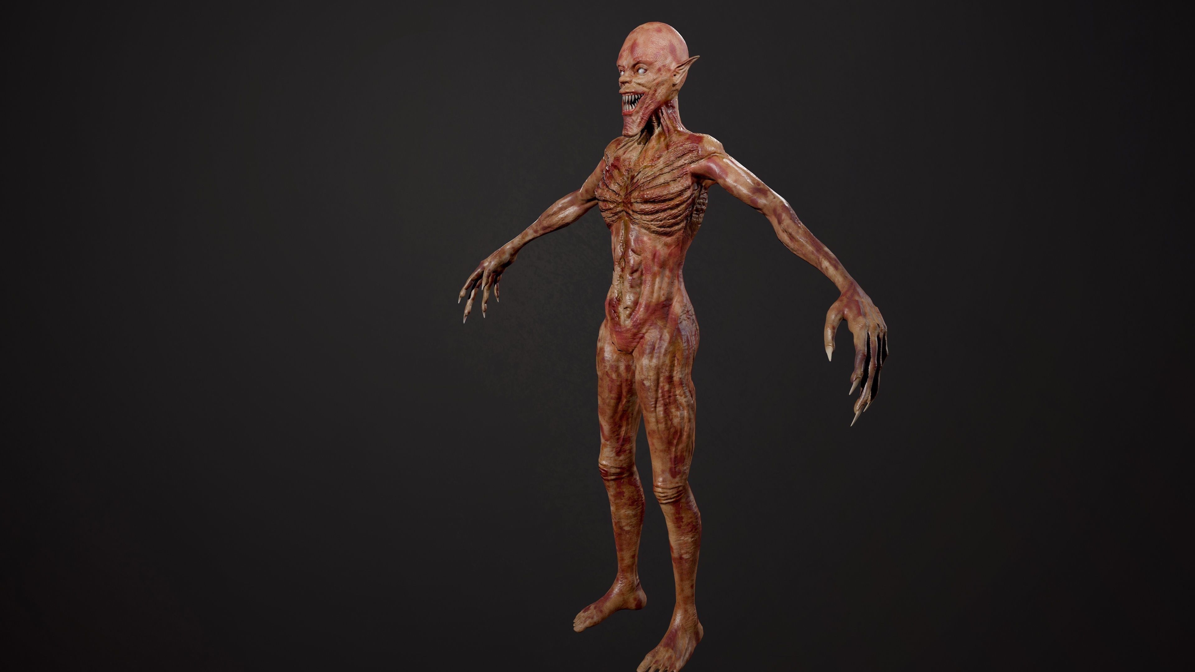 Ghoul zombie skeleton Low-poly 3D model_6
