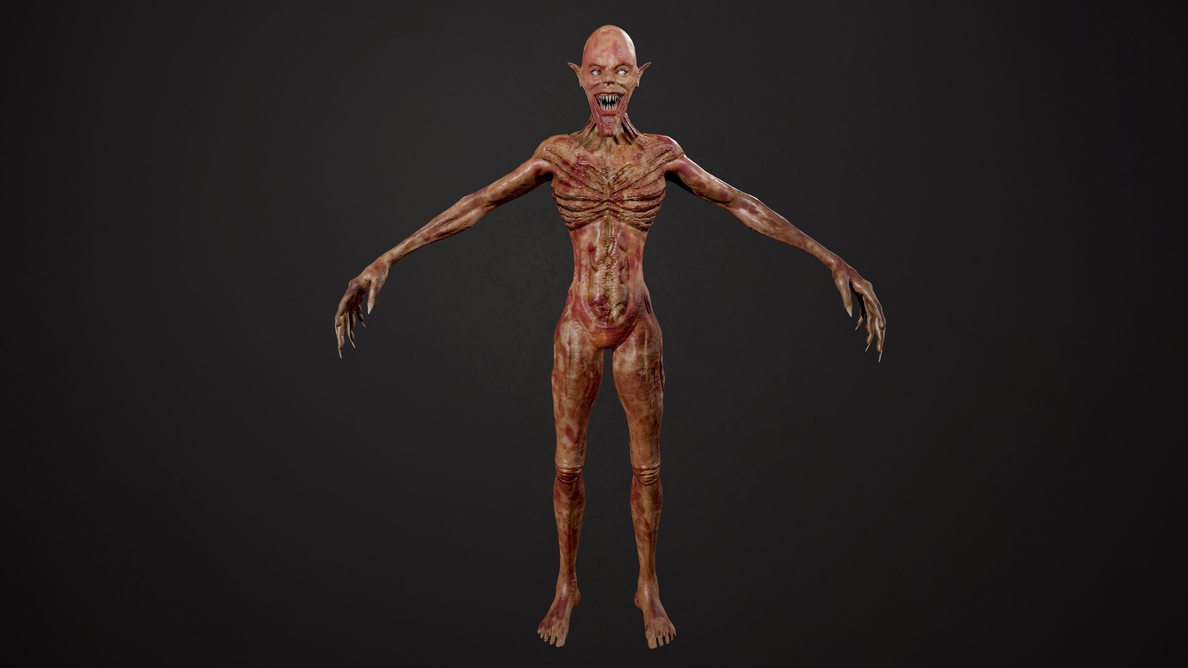Ghoul zombie skeleton Low-poly 3D model_1