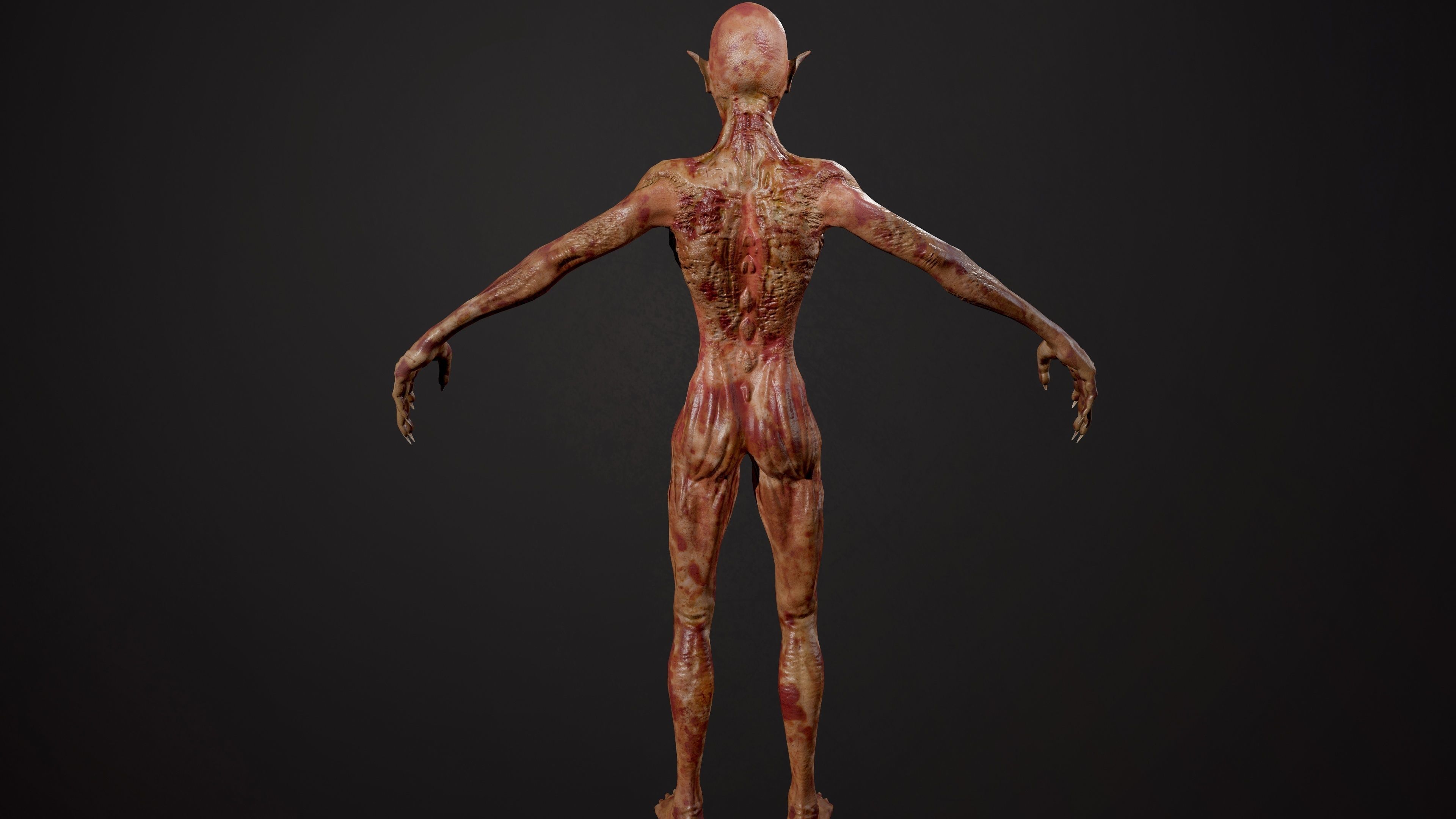 Ghoul zombie skeleton Low-poly 3D model_5