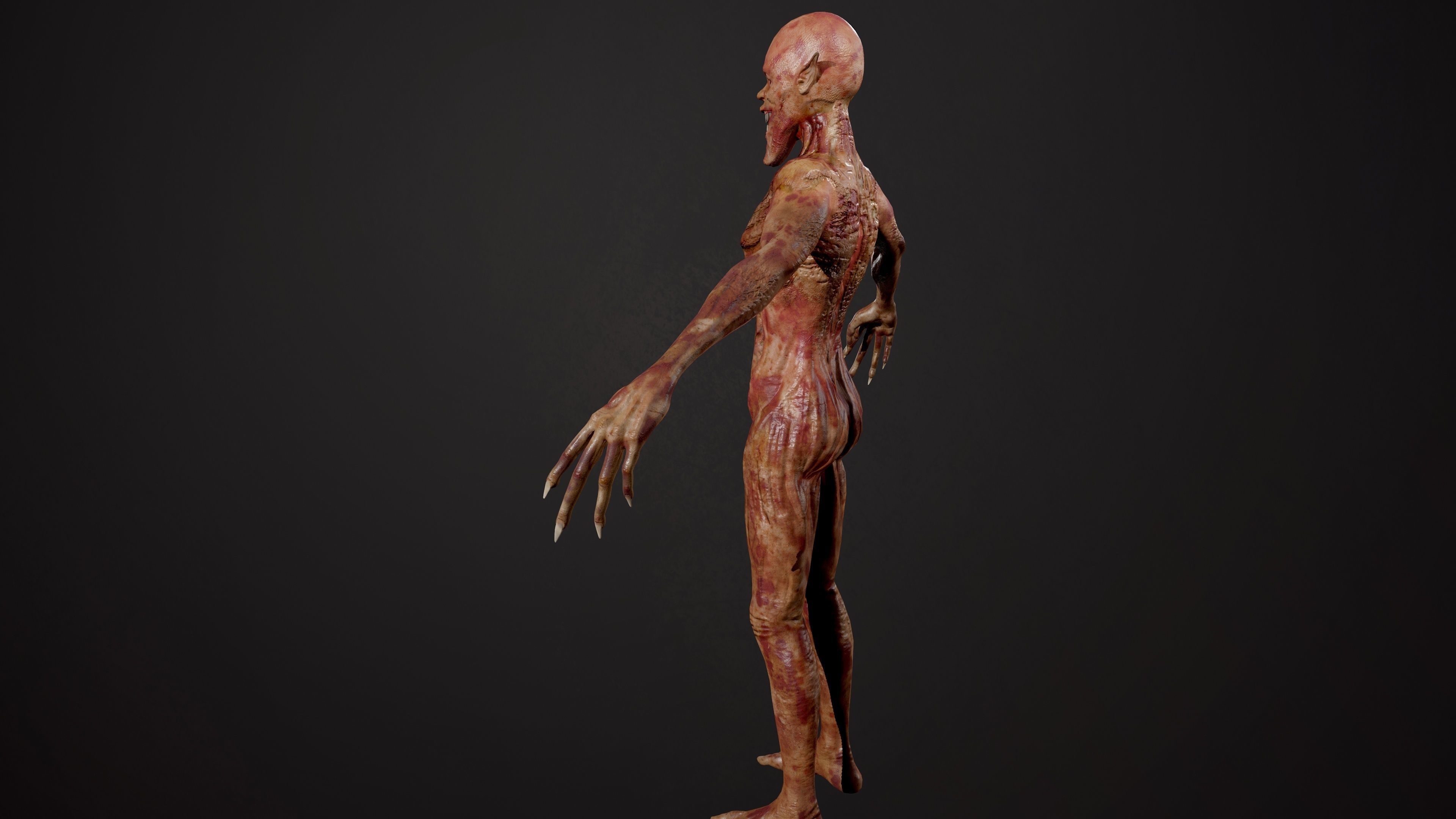 Ghoul zombie skeleton Low-poly 3D model_2