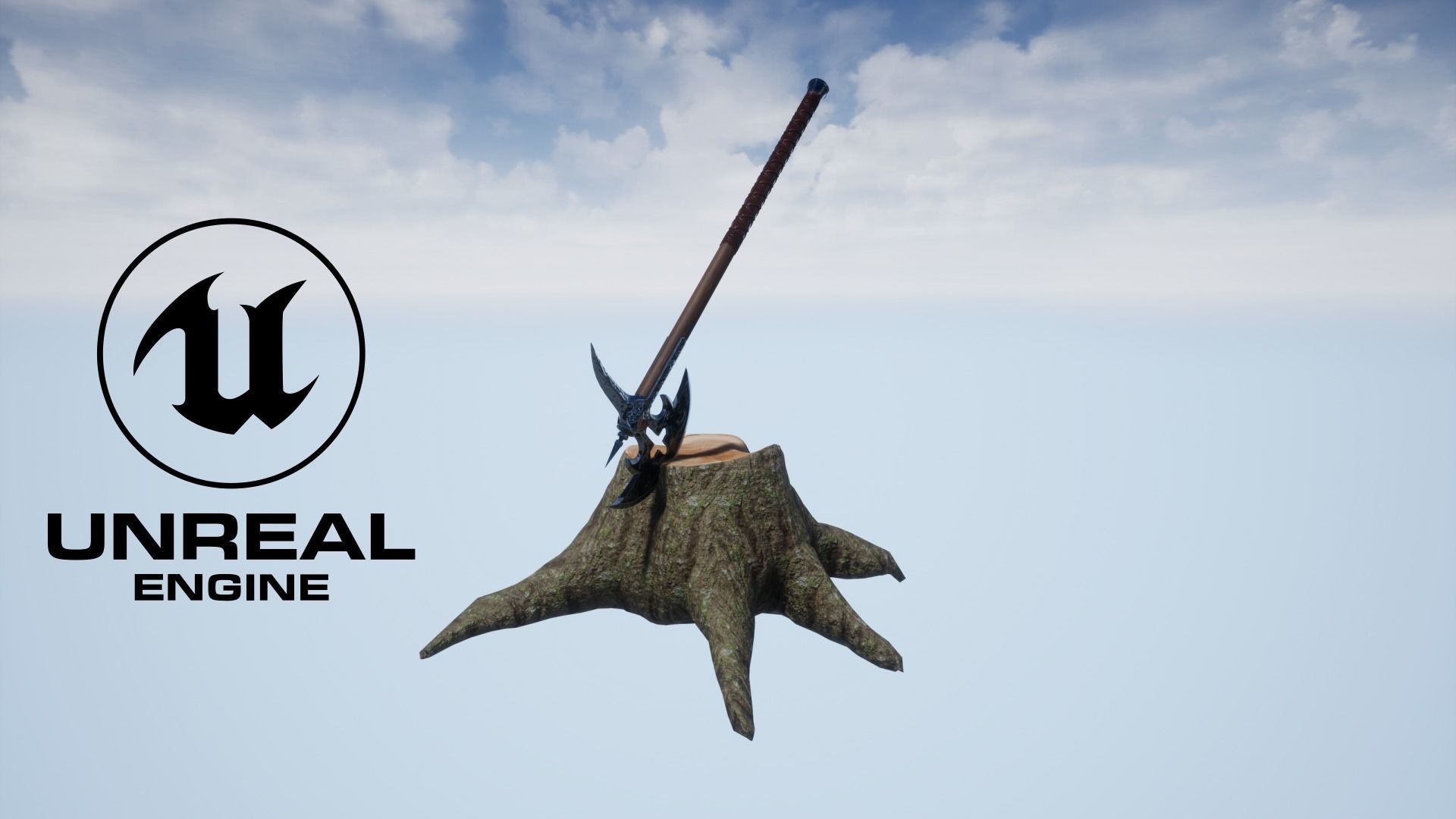 Low Poly Medieval Battle Axe with stump 3D Model PBR 3D model Low-poly 3D model_14