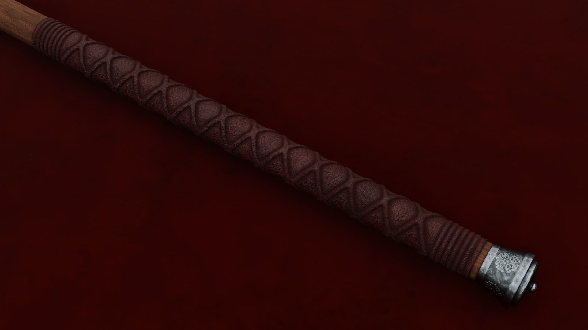 Low Poly Medieval Battle Axe with stump 3D Model PBR 3D model Low-poly 3D model_4