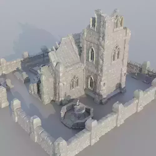 Ruined Small Church Tabletop Terrain 28 mm 3D print model