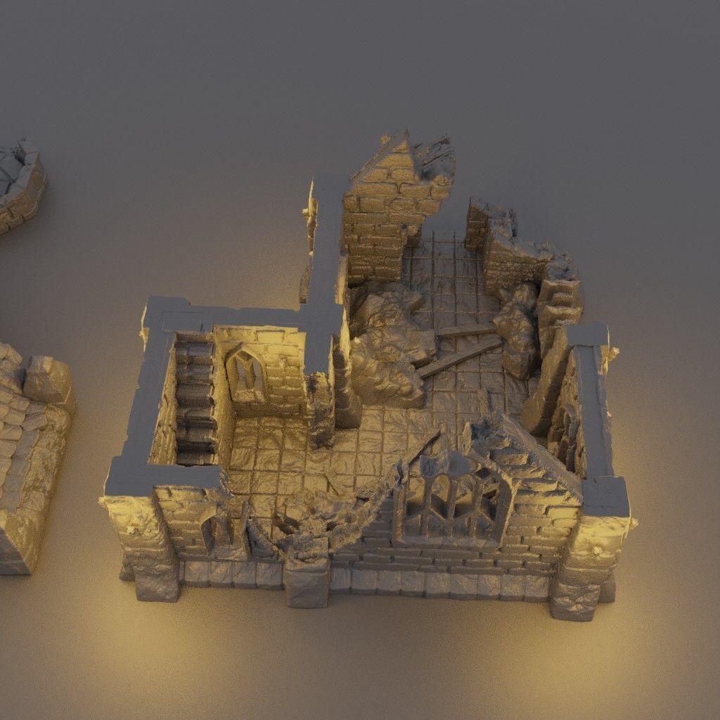 Ruined Small Church Tabletop Terrain 28 mm 3D print model_8