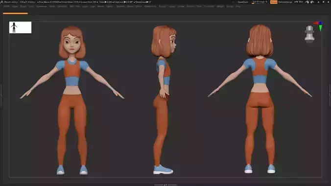 ZBrush Character Basemesh - DiNa Style 1 with Clothes