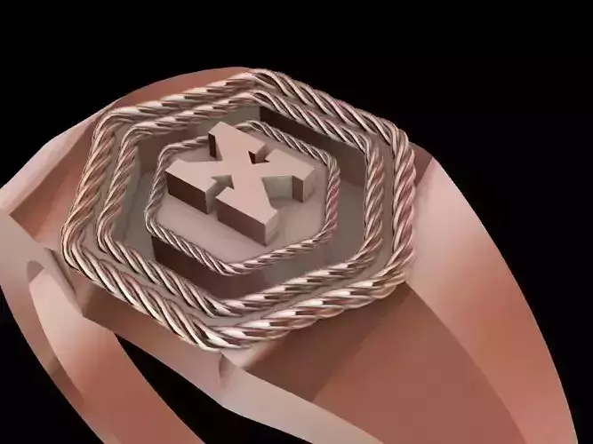 x alphabet hexagon signet ring stl verified 