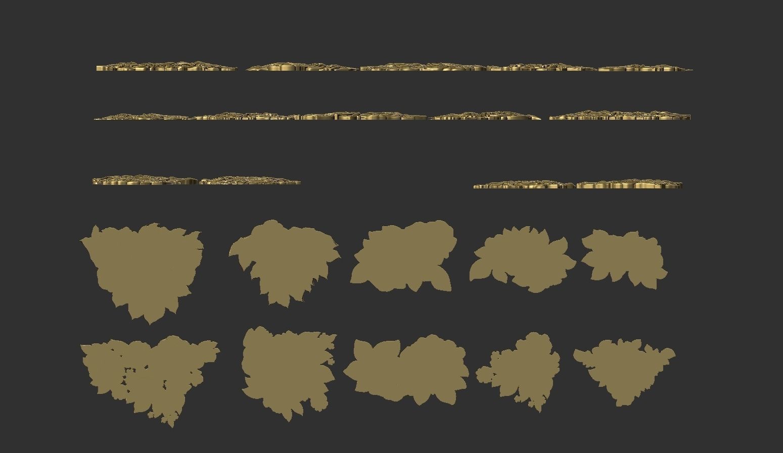 Bouquet of roses bas relief set 3D print model_16