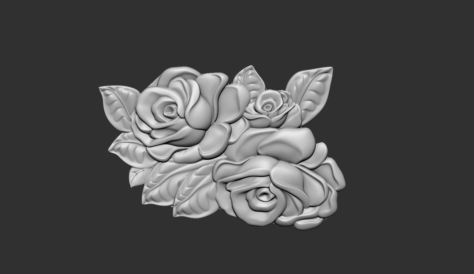Bouquet of roses bas relief set 3D print model_11