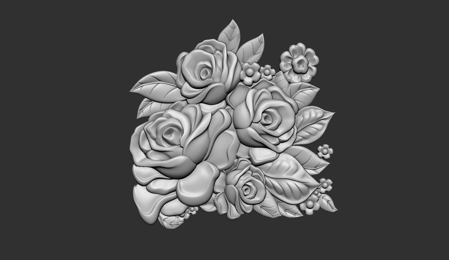 Bouquet of roses bas relief set 3D print model_9