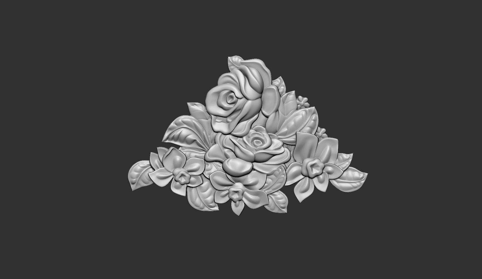 Bouquet of roses bas relief set 3D print model_14